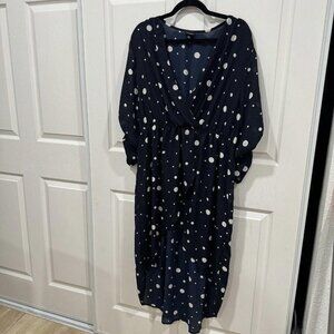 Torrid‎ navy blue with white dots dress long sz 3 summer dress top tulip front